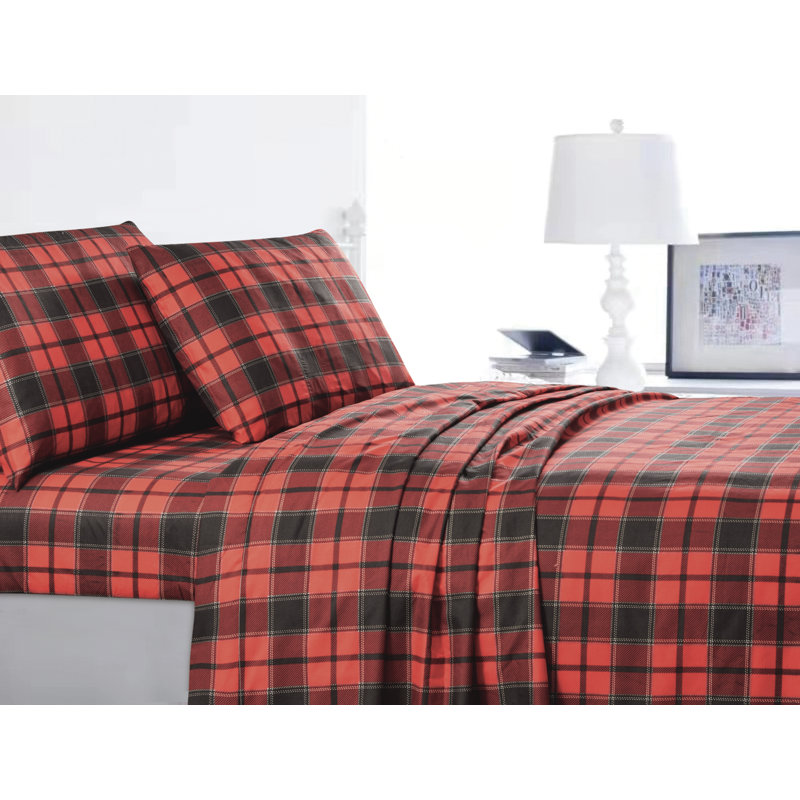 Microfiber Plaid Sheet Set, Full/Double
