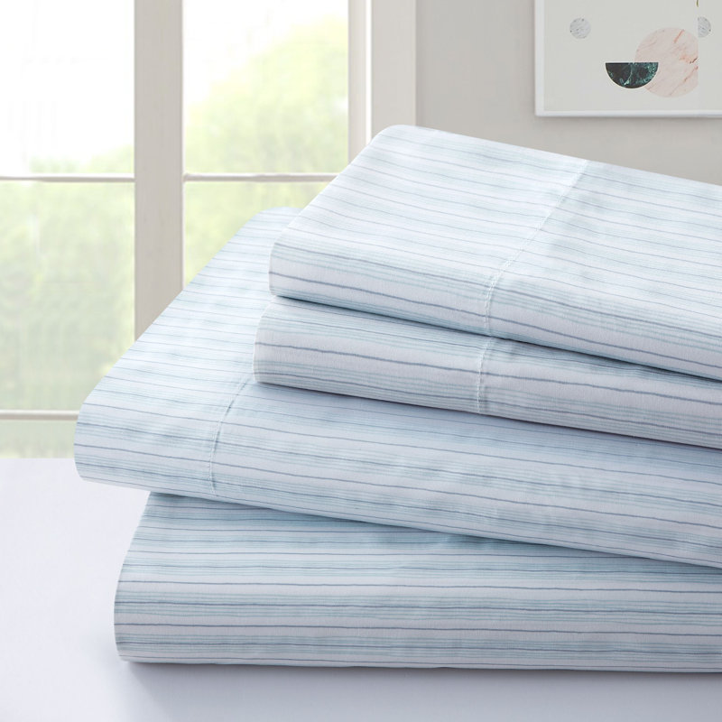 Penelope & Paul Seaside Stripe Wrinkle Resistant S Microfiber Twill Striped Sheet Set