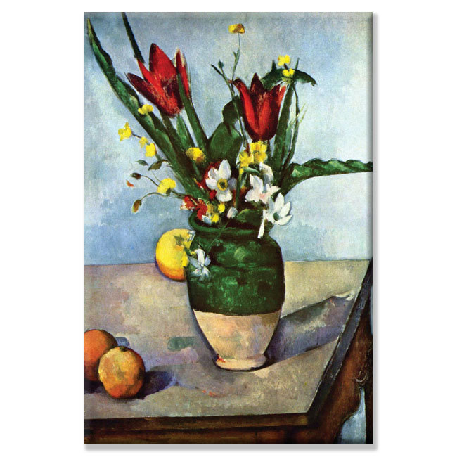 «Still Life with Tulips & Apples» par Paul Cezanne, reproduction d'art, H 36 po x l 24 po x P 1,5 po, Toile tendue