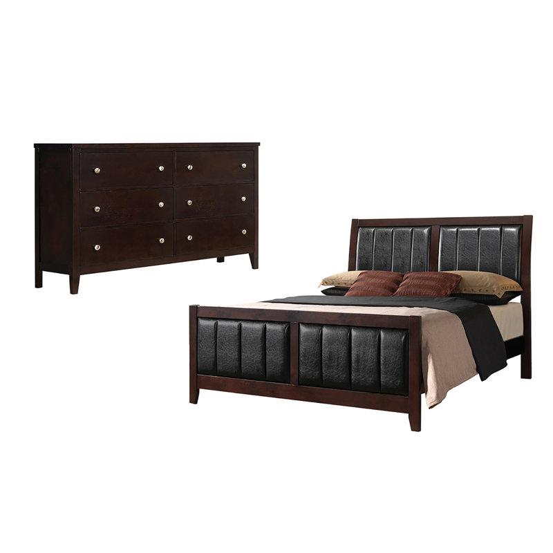 Ensemble de chambre à coucher 2 pièces avec commode Horne Cappuccino, Très grand