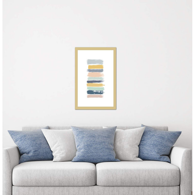 " Pastel Stripes " by Orara Studieo, 32" H x 24" W x 1" D, Gold Framed