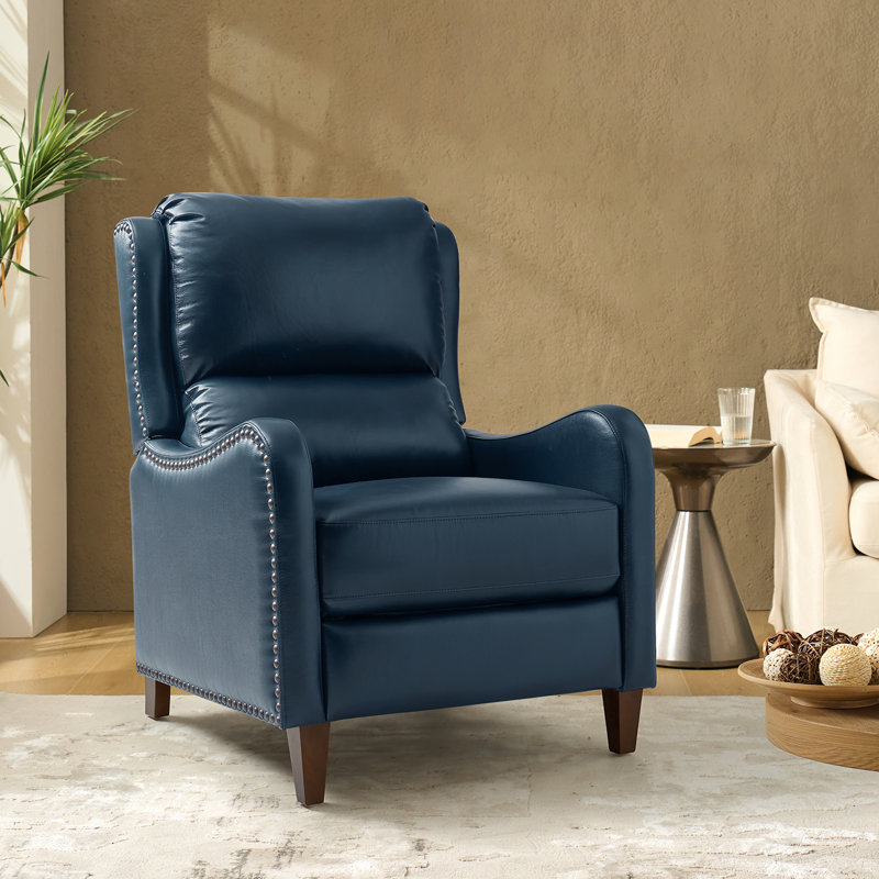Neliyah 28.75" Wide Genuine Leather Recliner, Turquoise