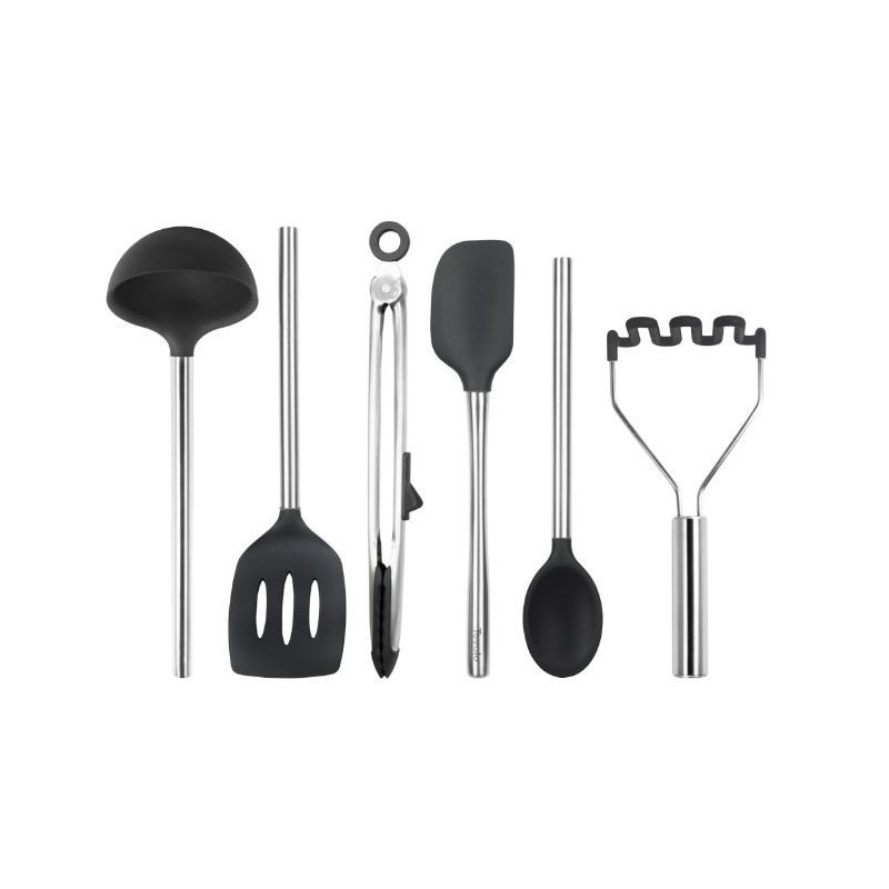 Silicone Utensil Set of 6 - Black, Black