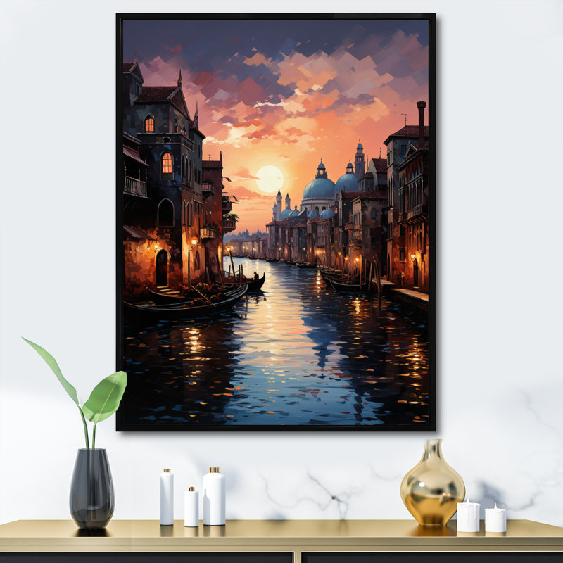 Mahirul, Italie, Vista vénitien, H 40 po x l 30 po x P 1,5 po, Cadre flottant noir