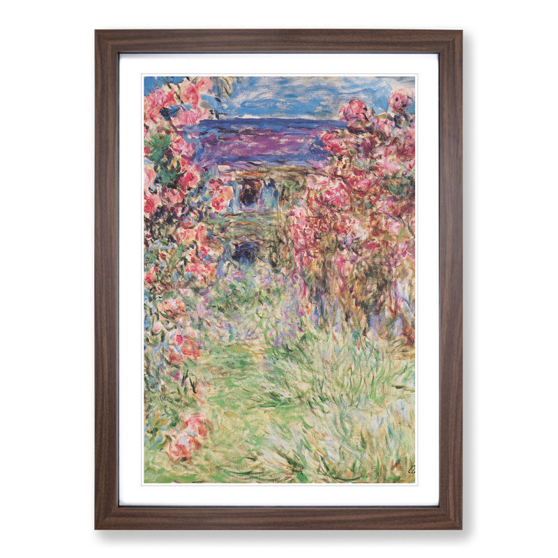 Rose House by Claude Monet - Picture Frame Painting, 36cm H x 27cm W x 2cm D, Walnut Framed