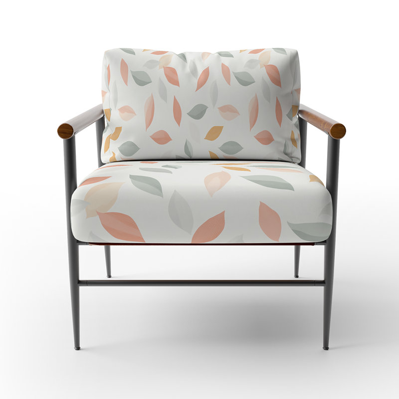 Chaise abstraite rembourrée - Fauteuil Boho Petals, Bras ronds bruns