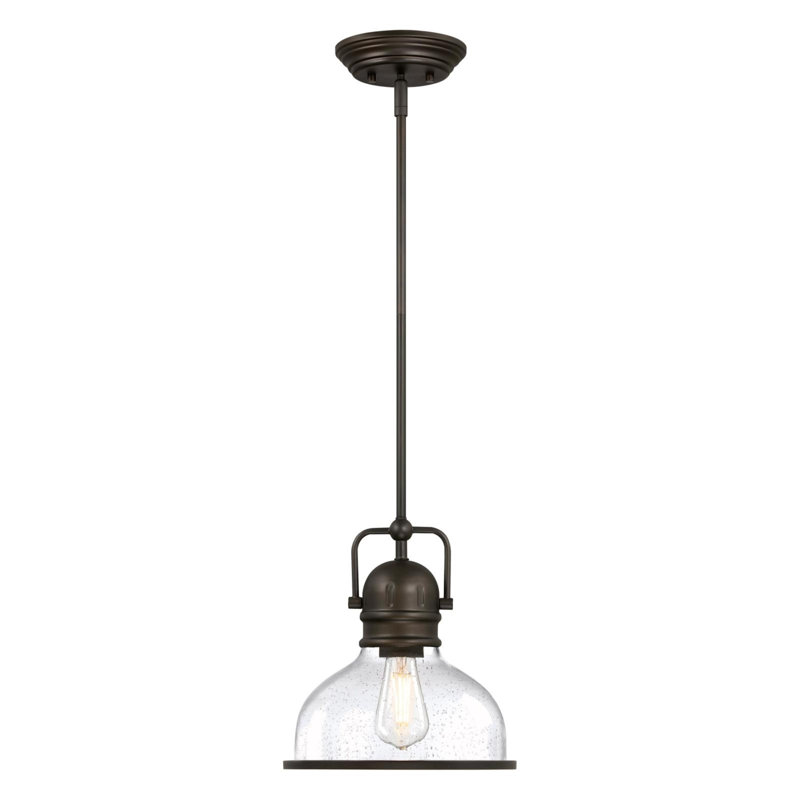 Mini-luminaire suspendu à 1 lumière Christianna, Non, H 11,75 po x l 10,75 po x P 10,75 po, Noir / Bronze