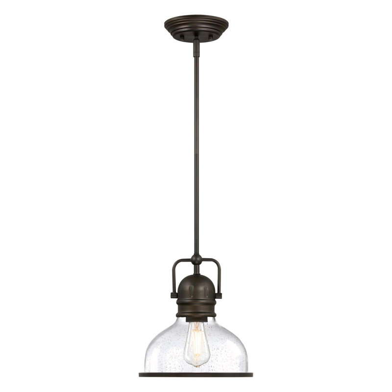 Mini-luminaire suspendu à 1 lumière Christianna, Noir / Bronze, H 11,75 po x l 10,75 po x P 10,75 po, Non