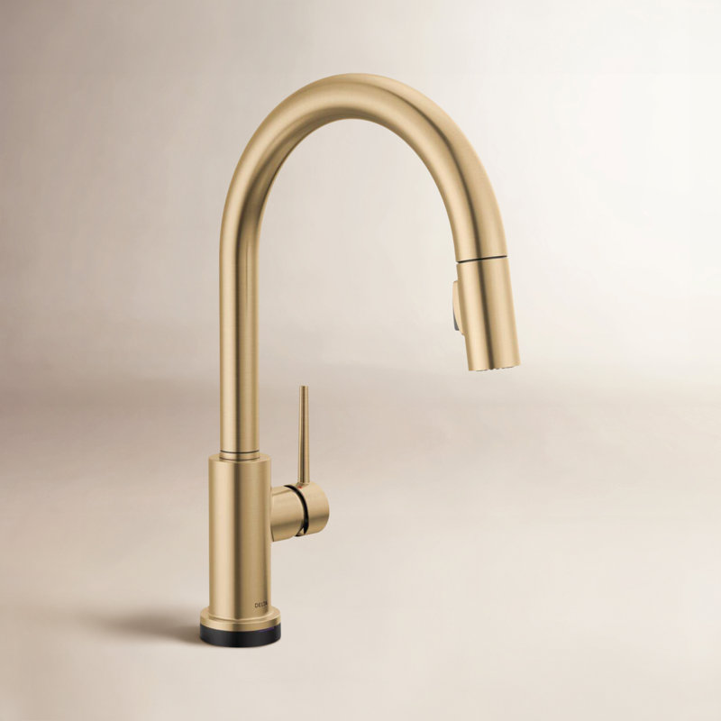 Robinet d'évier de cuisine à commande tactile et à commande vocale avec pulvérisateur rétractable Trinsic, Bronze champagne