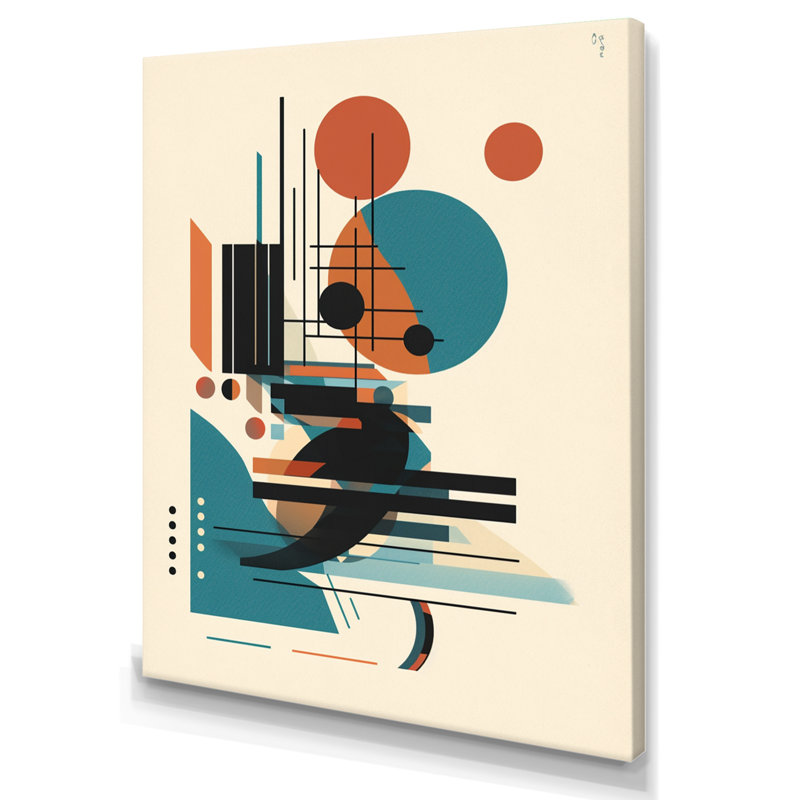 Bleu et orange minimaliste symphonie V - art mural minimaliste, salon, H 40 po x l 30 po x P 1,5 po, Toile tendue