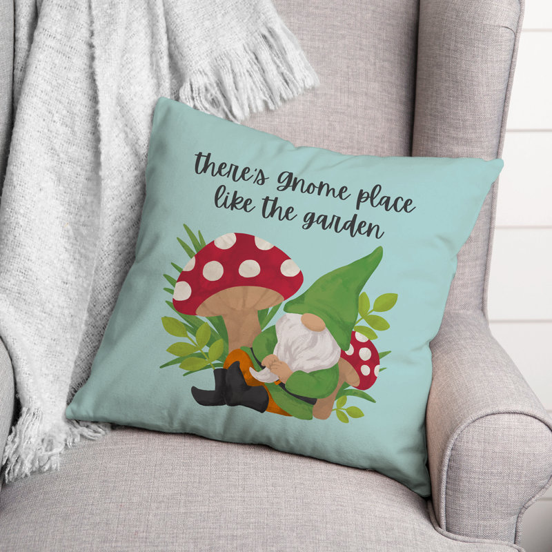  Housse et insert de coussin carré bleu Gnome Garden, 18 po x 18 po