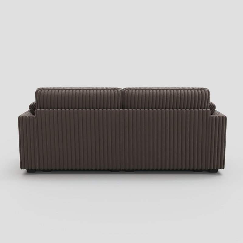 Canapé-lit large, moelleux et modulaire avec housse de coussin amovible, Brown Plush Corduroy