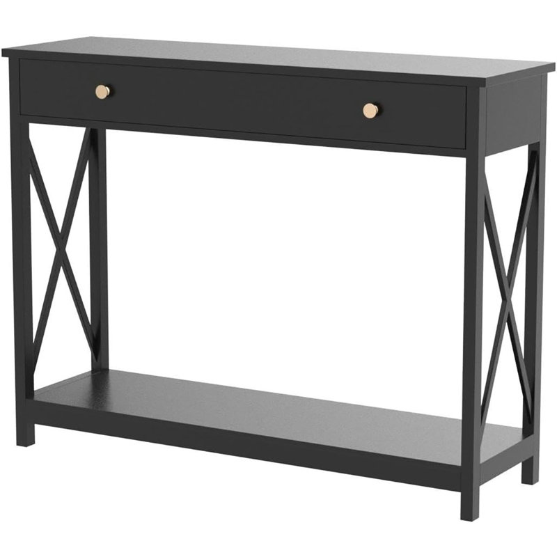 39.4" W Console Table With 2 Drawers, Black
