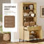Garde-manger cannelé de 71,6 po de hauteur avec tiroir, armoire de présentation en bois avec portes et tablettes réglables, armoire moderne et polyvalente pour la salle à manger, la chambre à coucher-129787484