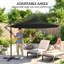 Outsunny 3(m) Garden Banana Parasol Cantilever Umbrella w/ Base-1710853526