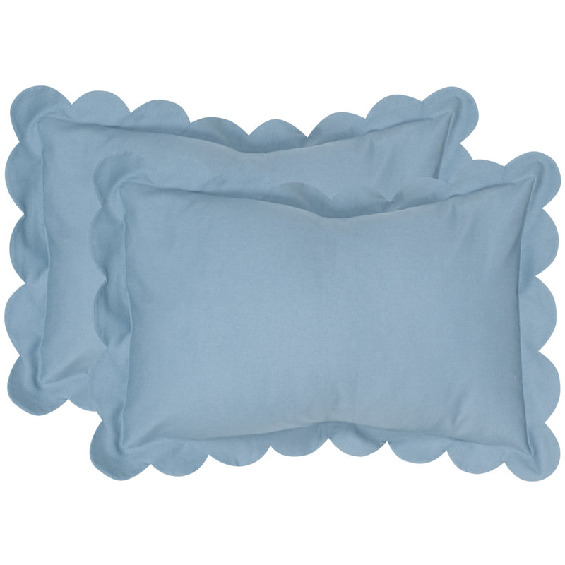 Coussin lombaire en coton géométrique Circee, Bleu Wedgewood