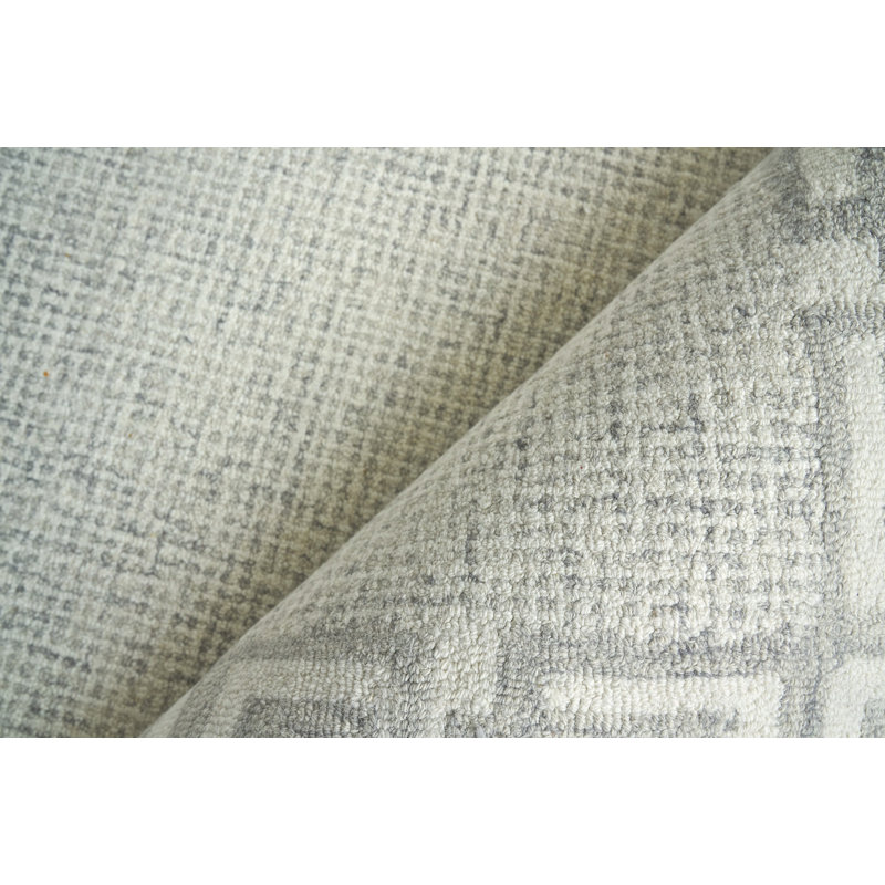 Caprice Oriental Handmade Wool Aqua Area Rug, Rectangle 10' x 14', Silver/Ivory