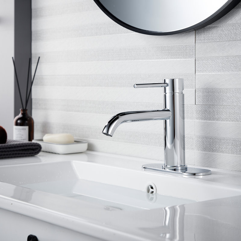 Bathroom Faucet Single Handle Basin Sink Luxury Bathroom Single Hole With Pop Up Sink Drain Assembly And Water Faucet Supply Lines Deck Plate