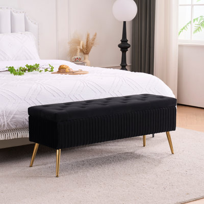 Velvet 46" Wide Storage Bench for Bedroom End of Bed Window Living room