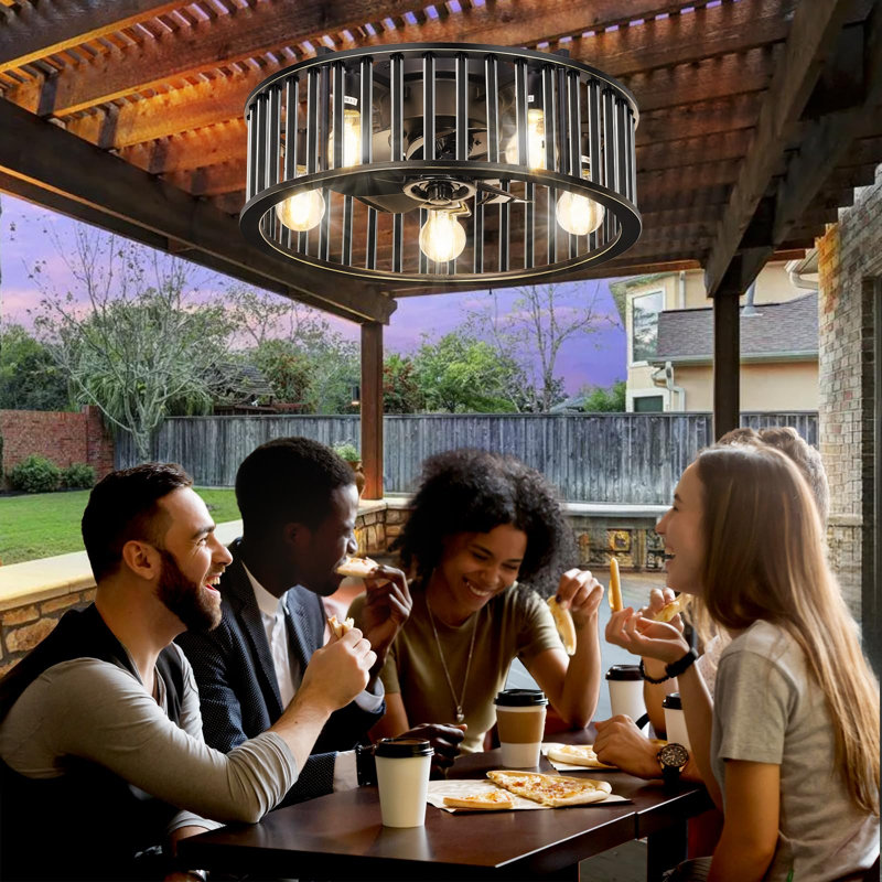18.89"Flush Mount Ceiling Fan Light with Remote for Indoor
