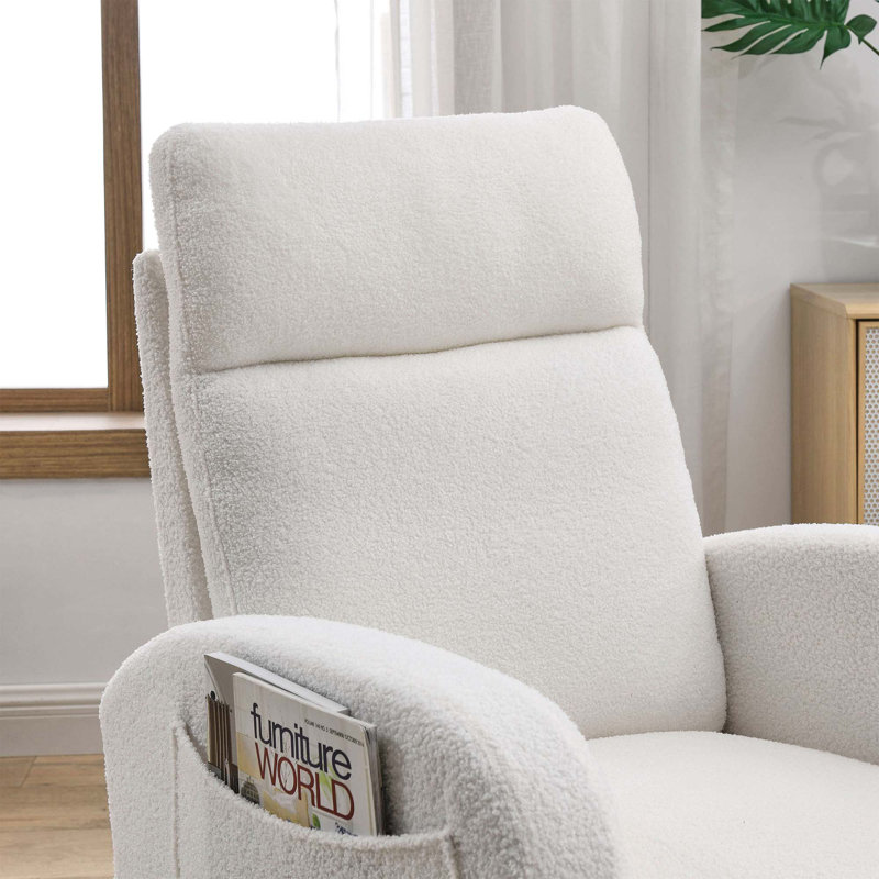 Corydon Upholstered Accent Chair, Ivory Teddy Fabric