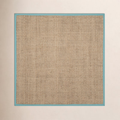 Natural Teal Bamboo Seagrass Rug