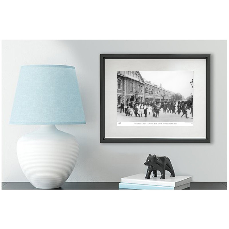 Swindon, Men Leaving the G.W.R. Workshops 1913 1 Piece Single Picture Frame Wall Art, 45cm H x 60cm W x 2.3cm D