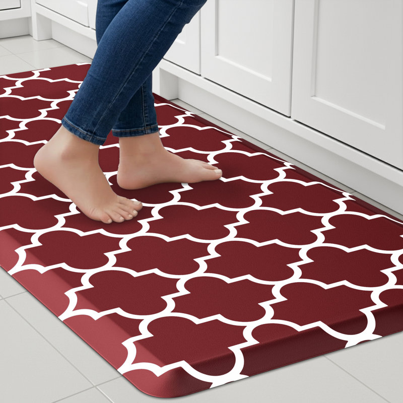 Tapis de cuisine anti-fatigue antidérapant, Rouge, Tapis de couloir l 17 po x L 39 po