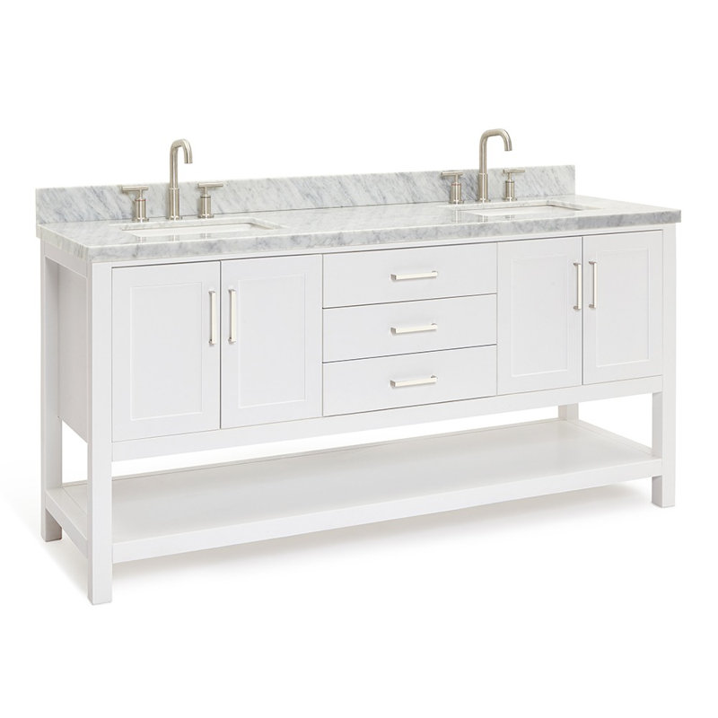 Magnolia Bath Vanity Rectangular Basin S073DCWRV, White, Rectangular