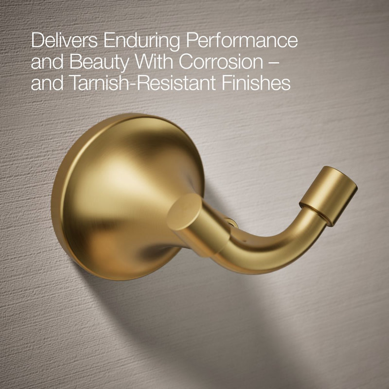 Tone Wall Mounted Robe Hook, Vibrant Brushed Moderne Brass