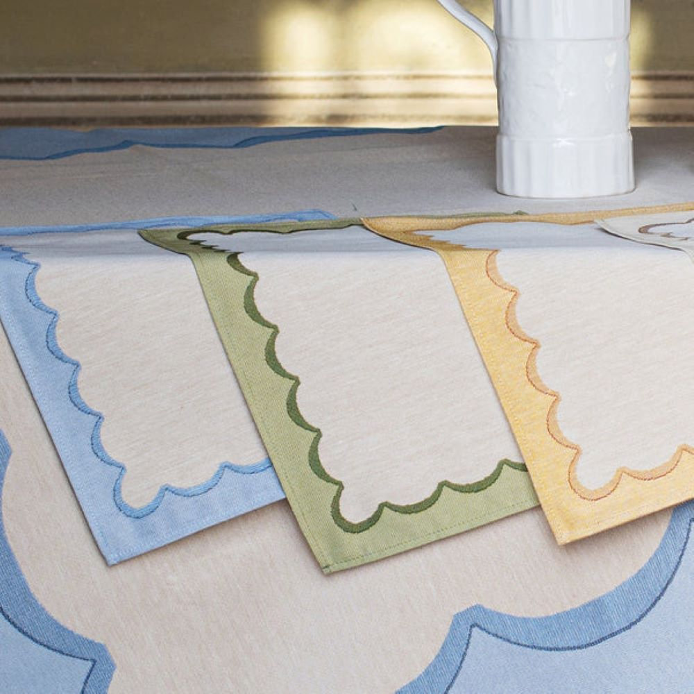 Tavola Cotton Placemat, Green/Beige
