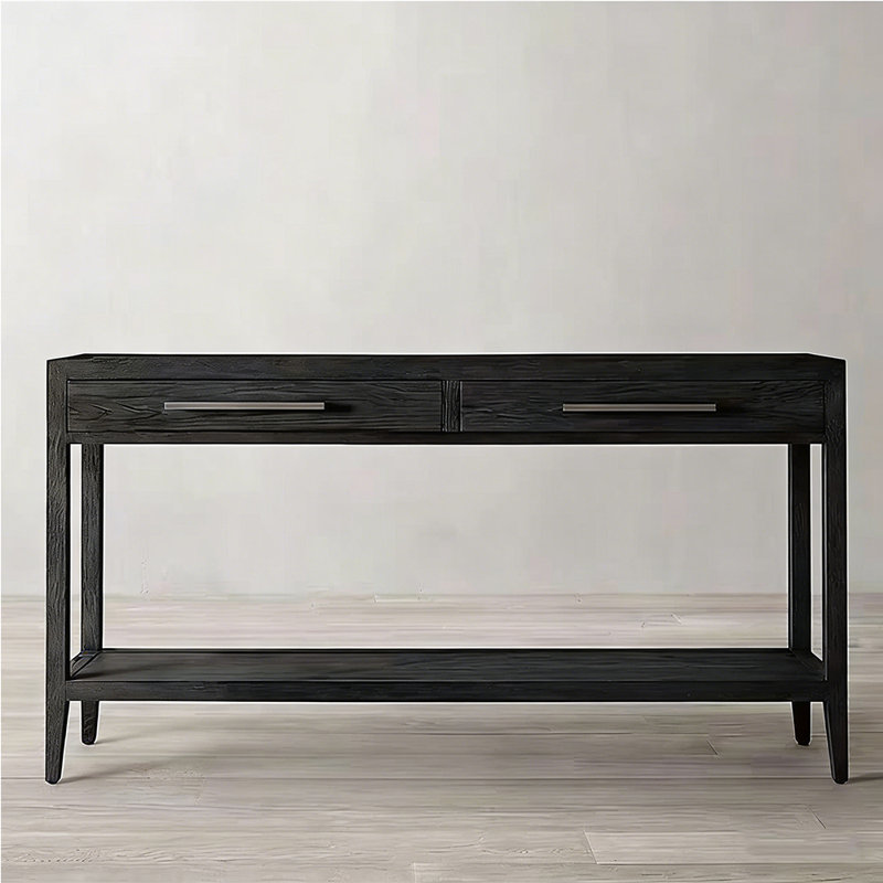 American-style country solid wood entrance table, Black, 35.4" H x 47.2" W x 15.7" D