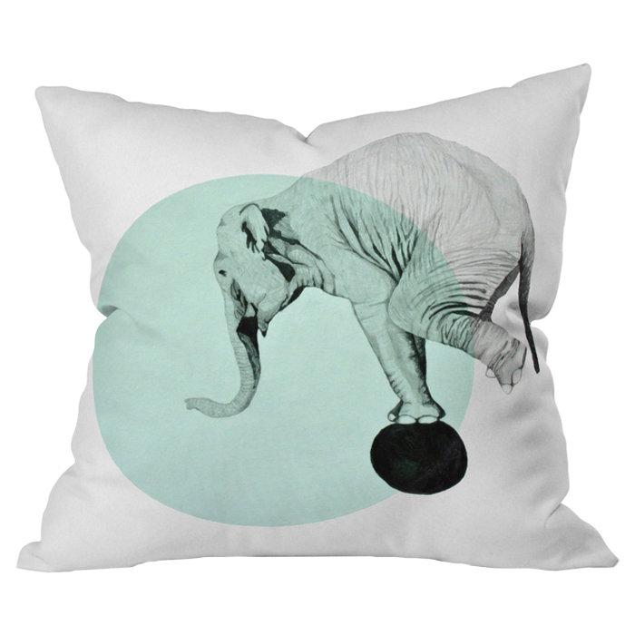 Blue Elephant Outdoor Throw Pillow