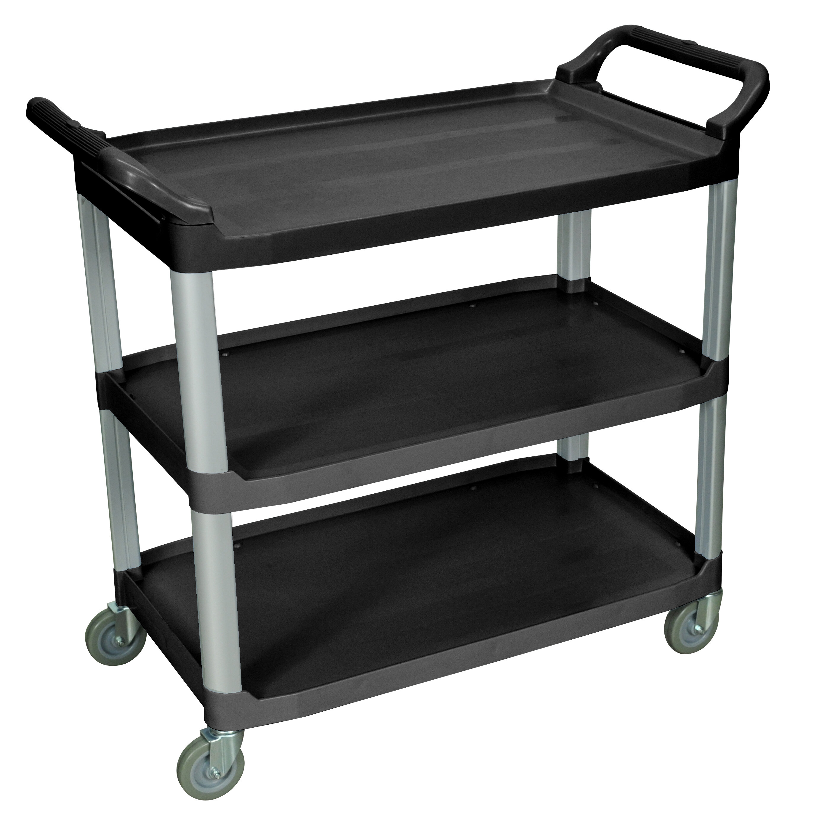 Lorell 3-Shelf Utility Cart - Steel - 400 lb Capacity - Black - Convenient  Worksurface - Industrial-Strength Casters - Rack Type