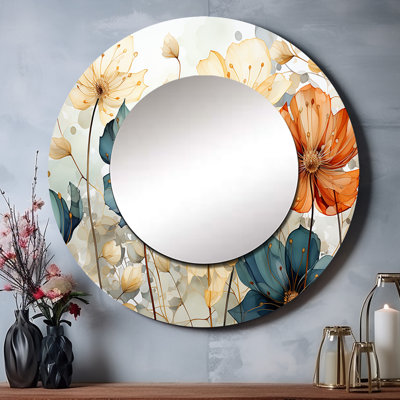 Miroir mural Quintilla Teal Orange Petal Mosaics I - Botanicals