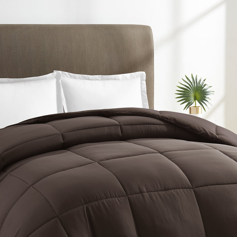 All Season Solid Down Alternative Comforter, Queen Comforter, Brown