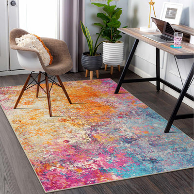 Tapis lavables abstraits modernes pour la chambre à coucher Kayo