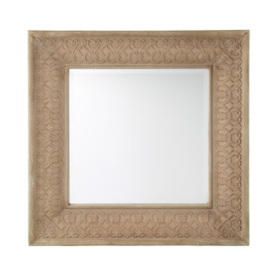 Miroir mural - Faites une déclaration élégante dans votre chambre. Le centre biseauté ajoute de la profondeur et du style. Cadre décoratif traditionnel. Pour divers réglages de pièce. Couleur naturelle du bois. . P 31,04 x l 2,55 x H 22,55