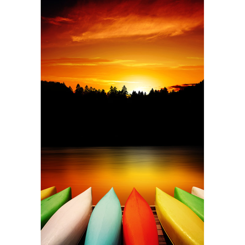 Xxxl Canoe Sunset by Sharply_done - Wrapped Canvas Print, 91cm H x 61cm W x 3.8cm D