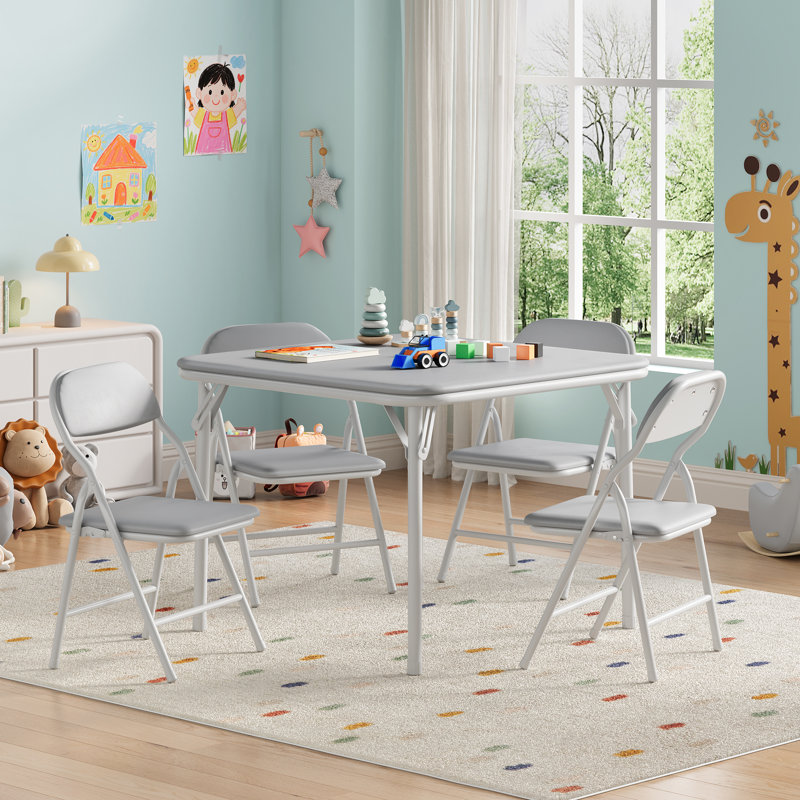 Ensemble de table pliante et 4 chaises pour enfants GarveeHome, Gris