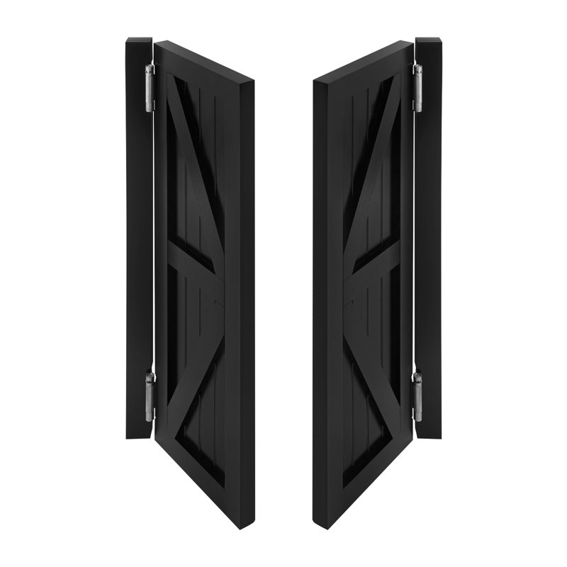 Porch Entrance Door Solid Wood Dual Partition Door, 27.55" x 35.43", Black