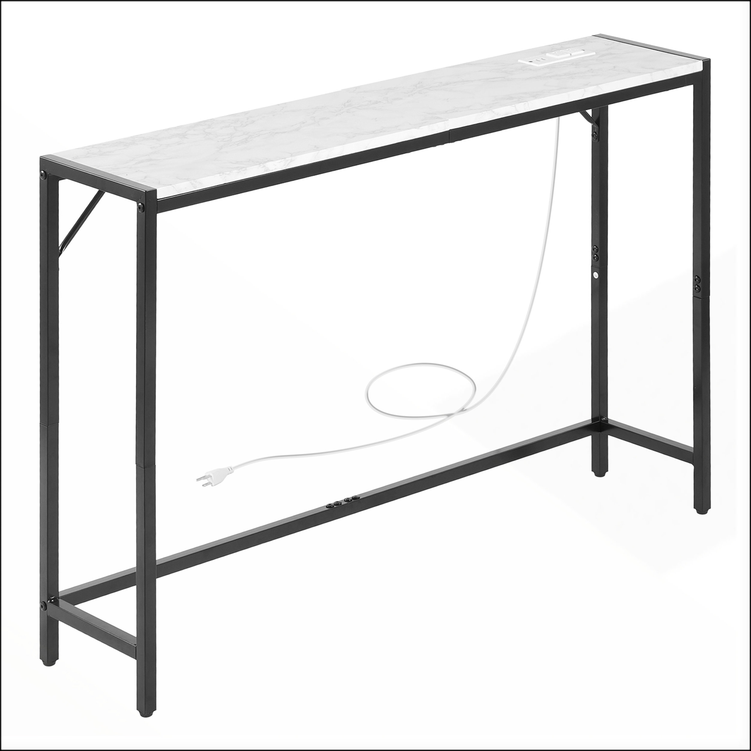 Table With Built In Outlet Latitude Run® Marble Console Table with Built-in Power Outlet for Space ...