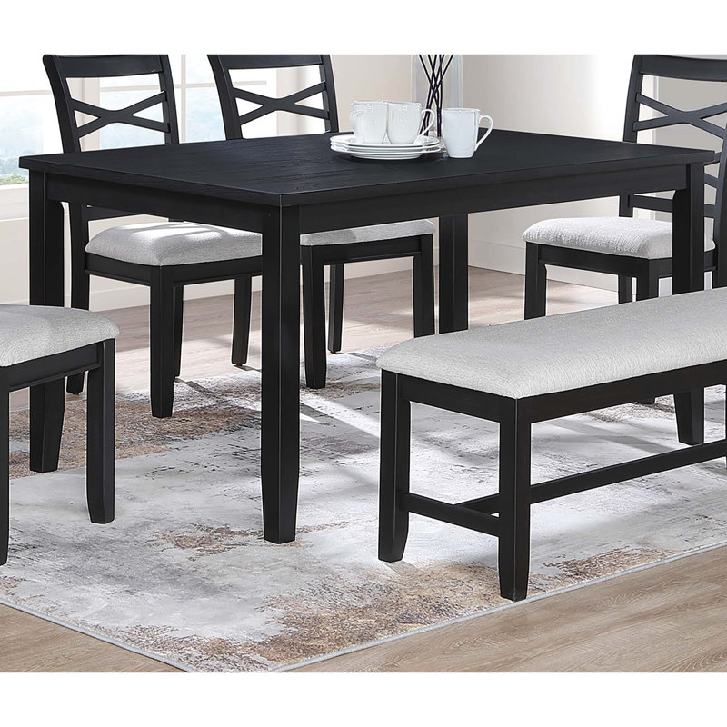 6 pièces contemporaines pour salle à manger avec table rectangulaire gris anthracite, 4 chaises et un banc, 6 pièces de conception compacte avec chaises, sièges élégants