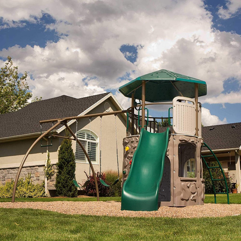 Lifetime Green and Tan Adventure Tower Swing Set with Slide