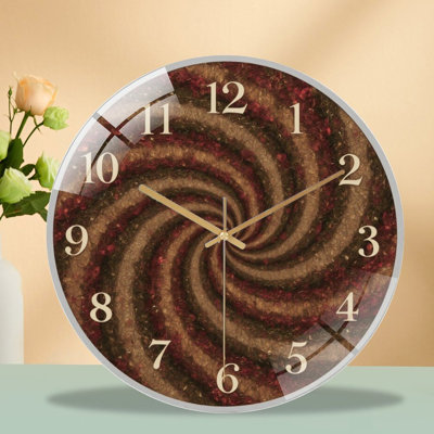 Horloge-visage-avec-tourbillon-motif d'art - horloge murale moderne en verre de 12 po