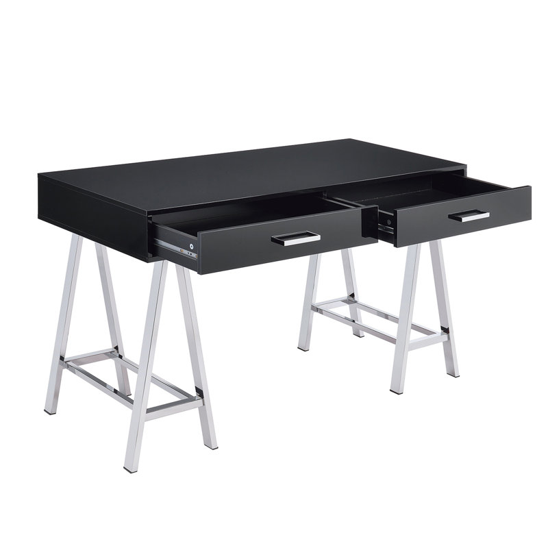 Bureau d'écriture 2 tiroirs avec base en métal