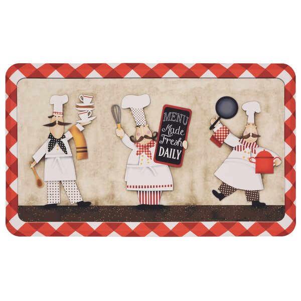 Anti Fatigue PVC Foam Kitchen Floor Mat Rug 18x30 Fat Chef Trio Food Menu  Spoon