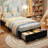 Twin Bed Frame with 2 Storage Drawers, Twin Size Bed Frame without Fixed Headboard, Wooden Slats, Noise Free, No Box Spring Needed-1009069220