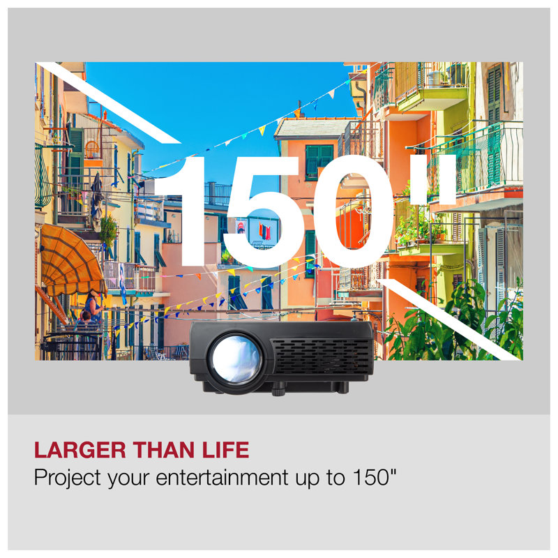 GPX Home Theater Projector 2000 Lumens Portable Projector with Remote Included