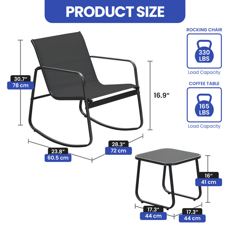 Kyriakoula 2 - Person Patio Conversation Set, Black